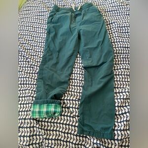 Green Kid's Hanna Anderson Flannel lined Carpenter Pants Size 12